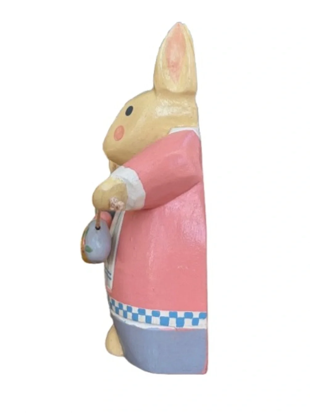 Vintage Midwest Importers Wooden Rabbit w/ Egg Garland Folk Art Country Cottage